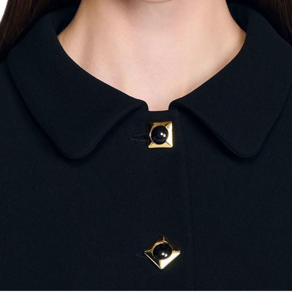 Sandro NWT Cropped Black Button-Front Women's Jacket - Picture 3 of 5